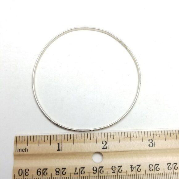 Vintage Beau Sterling Silver Textured Skinny Bangle Bracelet, Stacking Estate - Picture 5 of 7